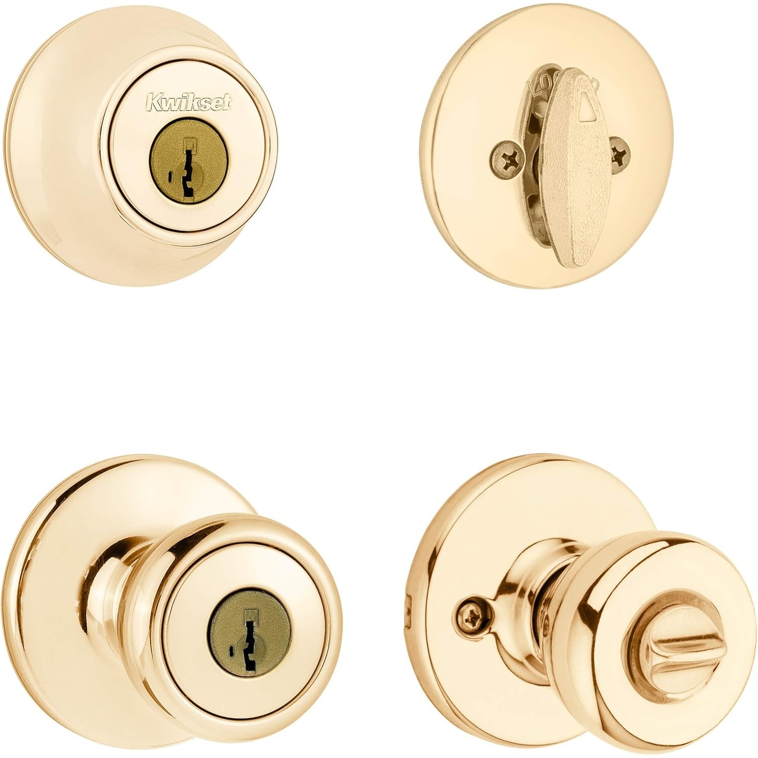 Kwikset 690 Tylo Entry Knob and Single Cylinder Deadbolt Combo Pack featuring SmartKey® in Polished Brass