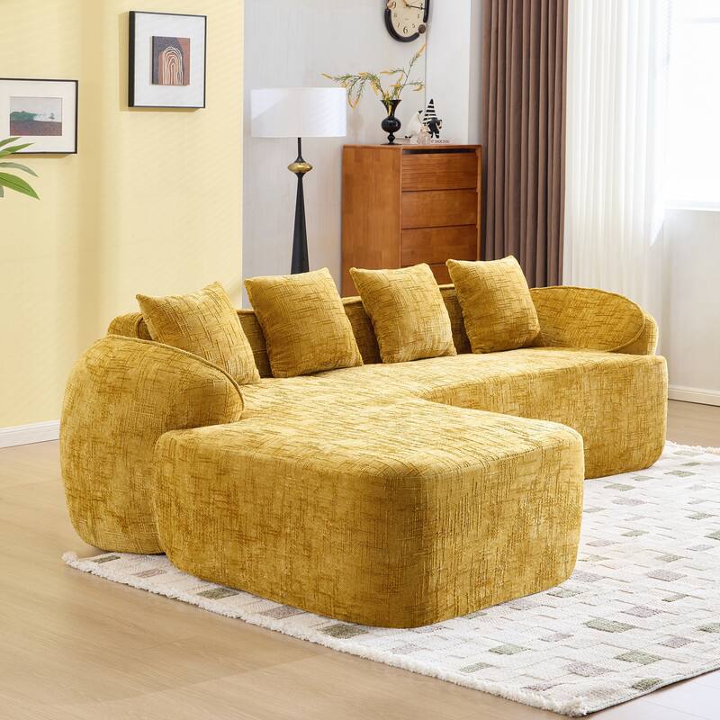 L-shaped Compressed Sofa that Goes Well with Any Living Room - Yellow