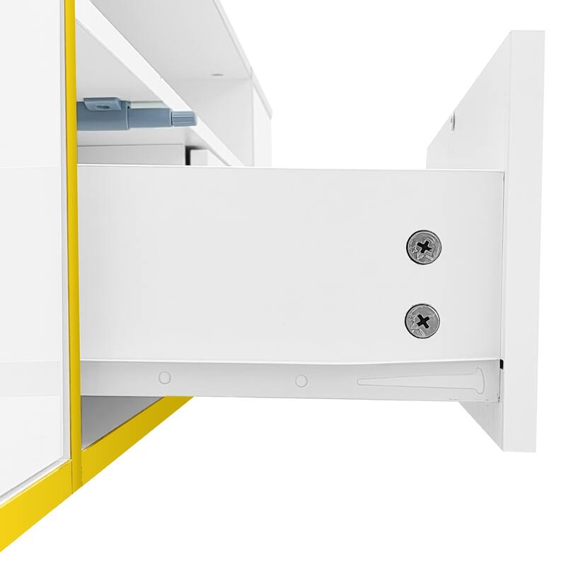 Modern LED TV Stand Storage Cabinet with 2 Drawers & 2 Shelves, Entertainment Center Console for TVs up to 80"