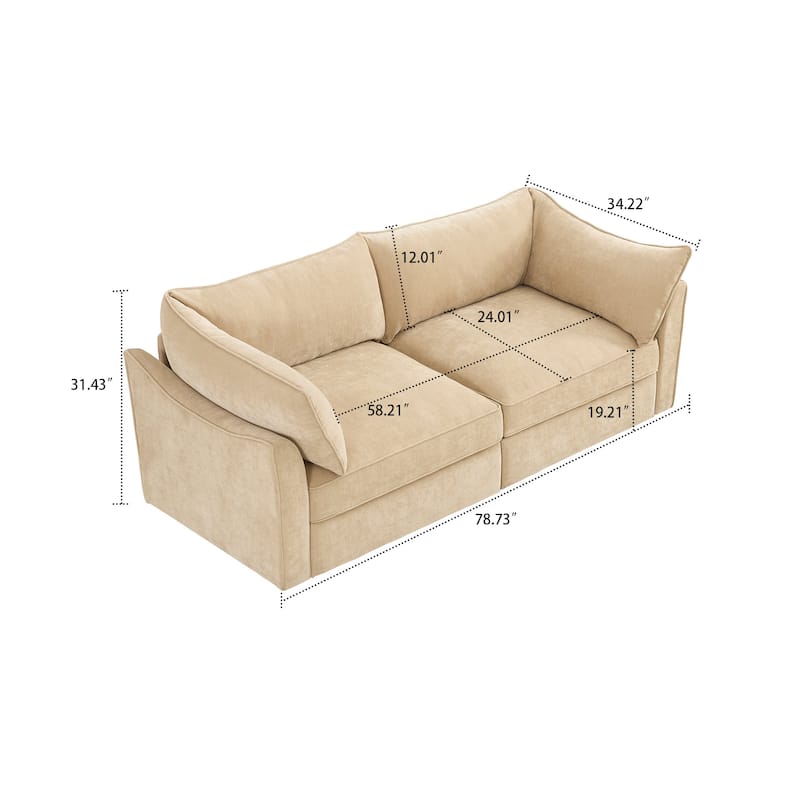 Chenille Fabric Upholstered Sofa with Under-Seat Drawers