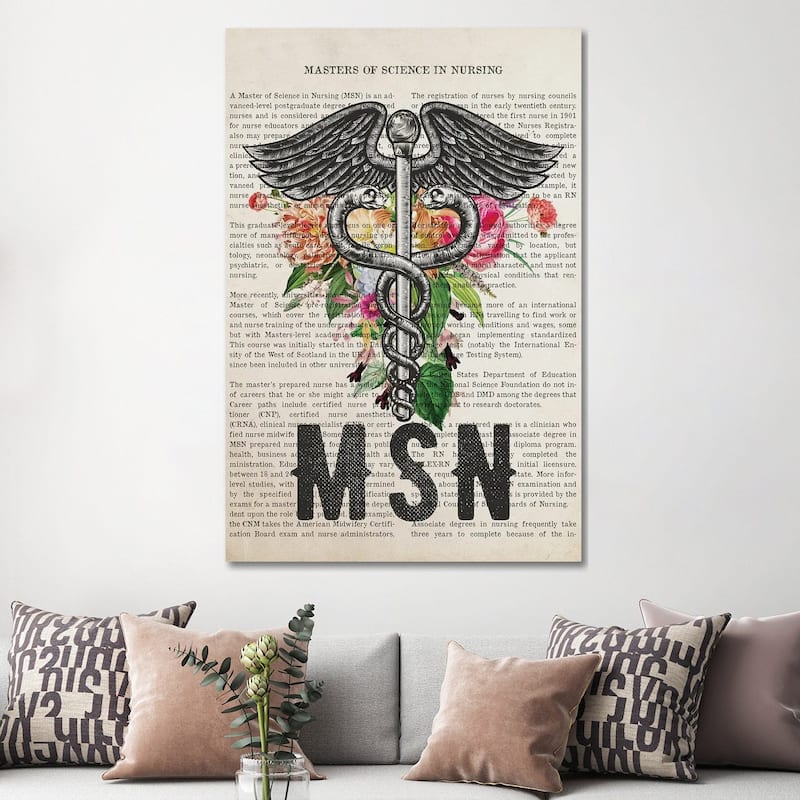 iCanvas "MSN, Masters of Science in Nursing with Flowers Print" by Aged Pixel Canvas Print