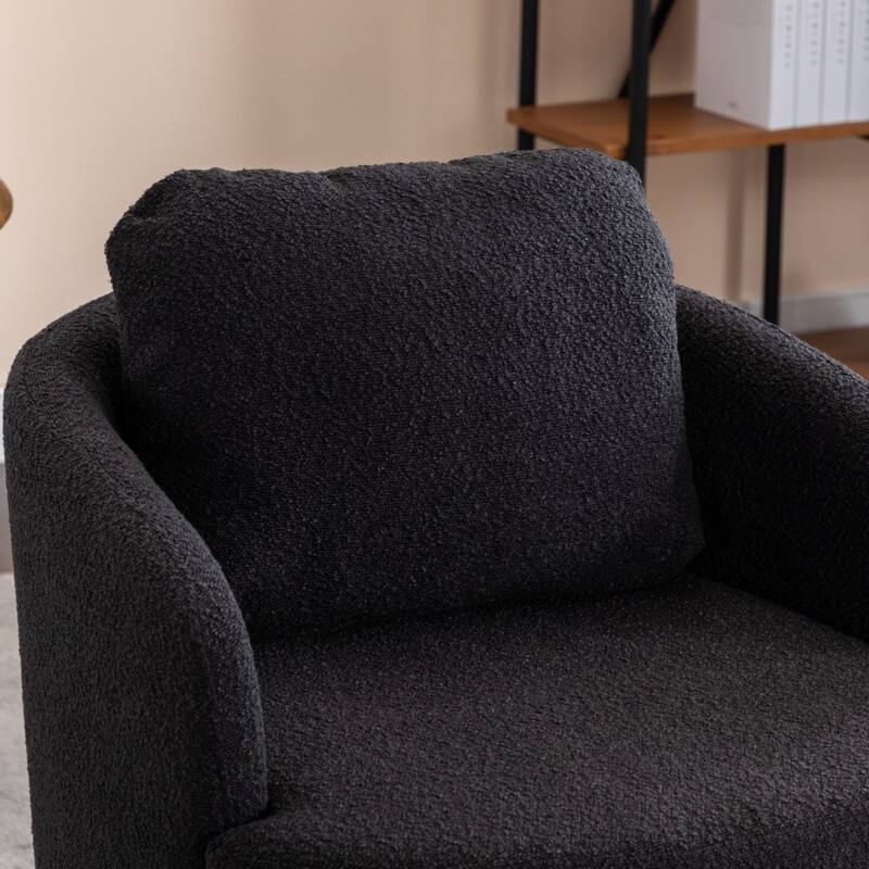 22.6" Seat Width Boucle Fabric 360 Degree Rotatable Swivel Chair Leisure Chair with Pillow