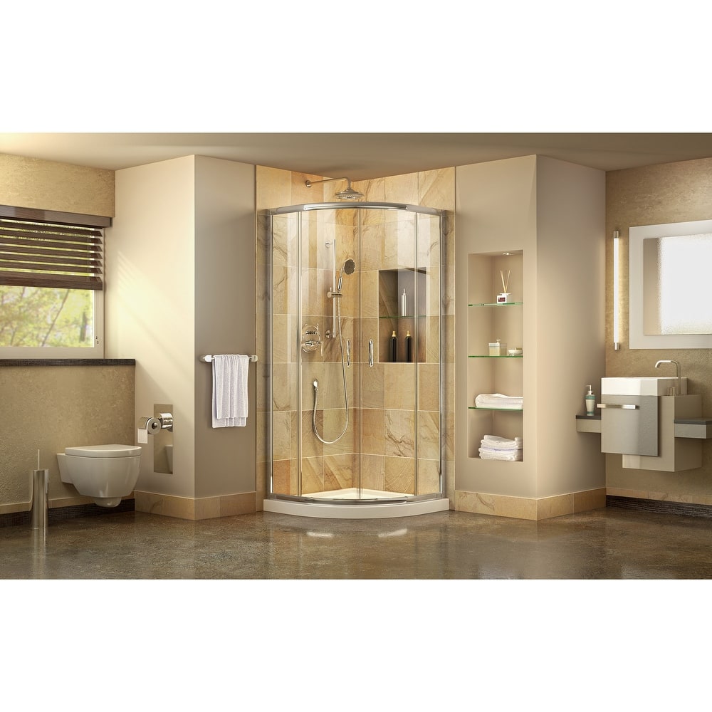 DreamLine Prime 38 in. x 38 in. x 74 3/4 in. Sliding Shower Enclosure and Shower Base Kit - 38" x 38"
