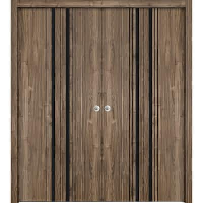 Double Bi-fold Doors Planum 0011 Walnut with Sturdy Tracks