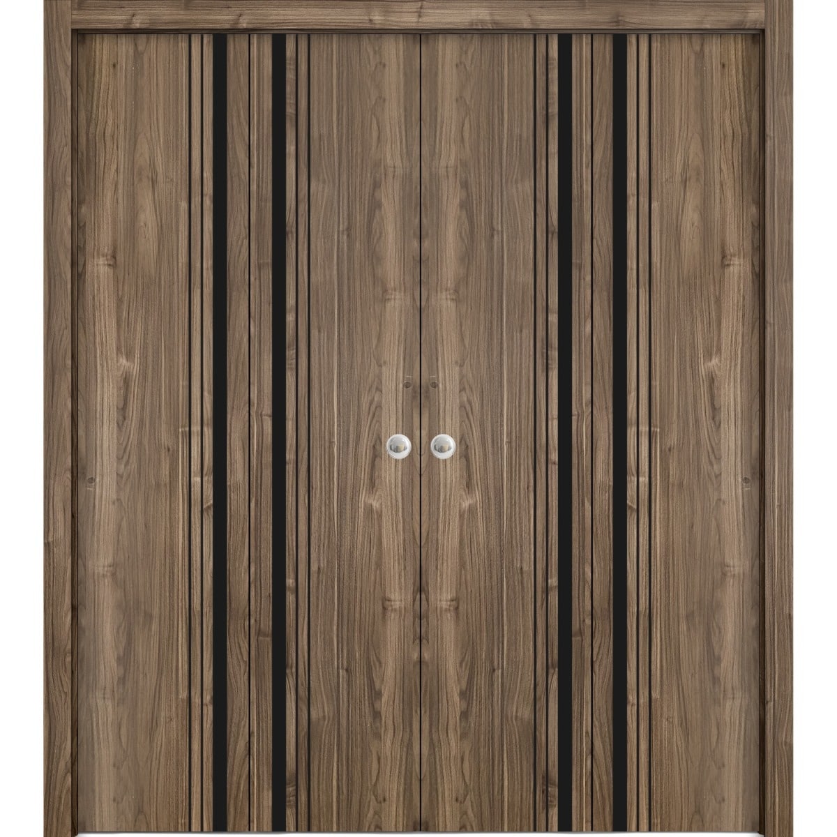 SartoDoors Planum 0011 | Closet Door Bi-fold Door | Solid Wood | Hardware Set | 18x80, Walnut Bedroom Door Bathroom Door