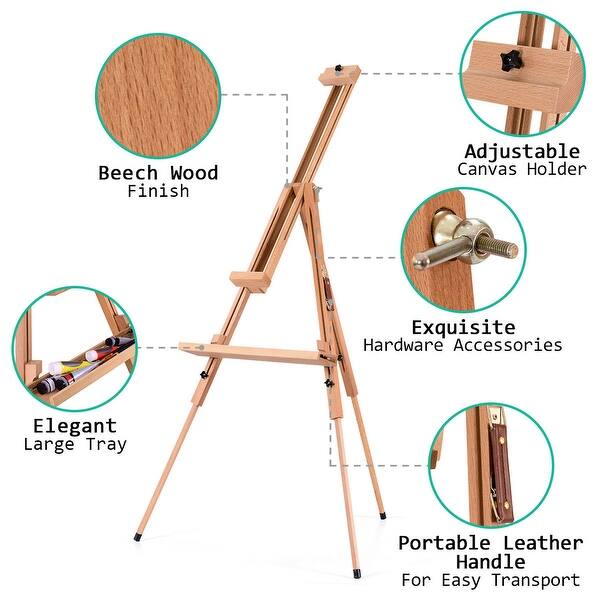Shop Costway Foldable Wood Tripod Easel Sketching Painting