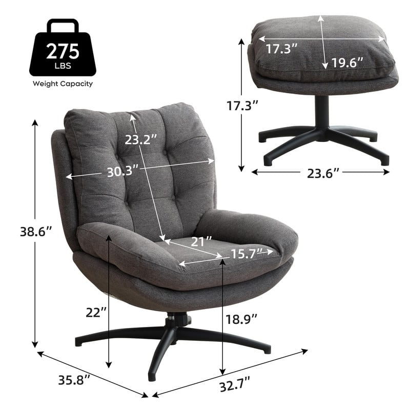 Swivel Accent Chair with Ottoman Rocker Chairs Ottoman Set Rocking Glider Lounge Reading Chair Footrest for Living Room Green