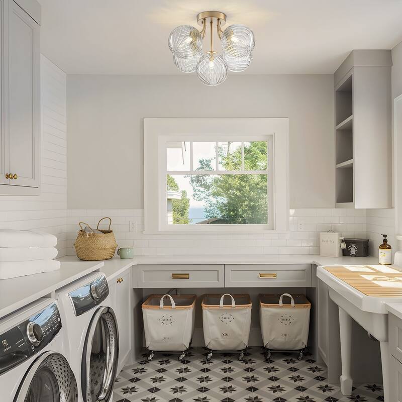 Starsky 5-LIght Globe Glass Sputnik Semi Flush Mount Ceiling Light