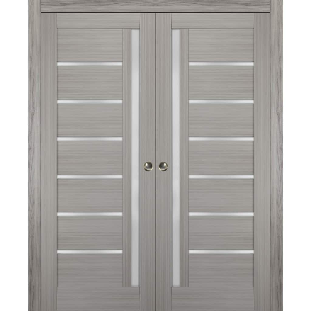SartoDoors Quadro 4088 | Interior French Doors Double French | Solid Wood w/ Glass | Hardware Set | 36x80, Custom