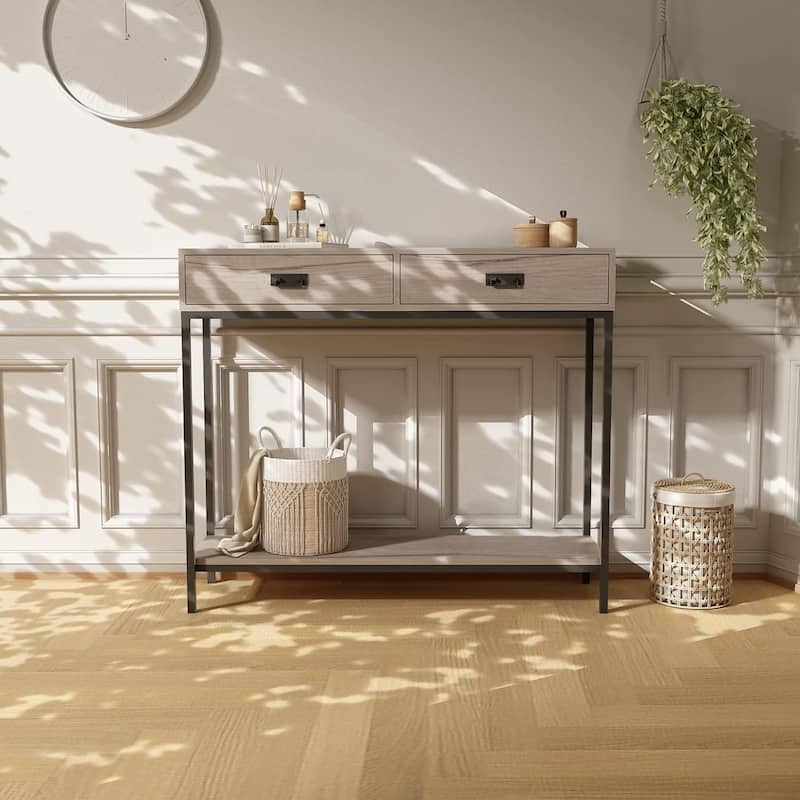 Roomfitters 2 Drawer Entryway Console Table for Hallway Foyer
