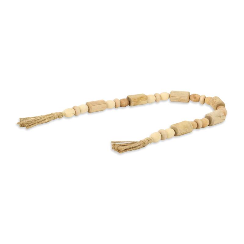 Wooden Bead Tassel Hanging Door Curtain Decoration - 40" - Brown