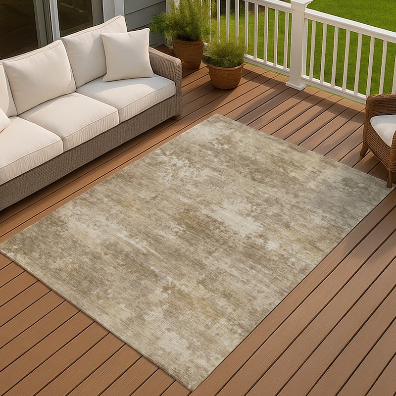 Machine Washable Indoor/ Outdoor Casual Ombre Chantille Rug - Beige - 8' x 10'