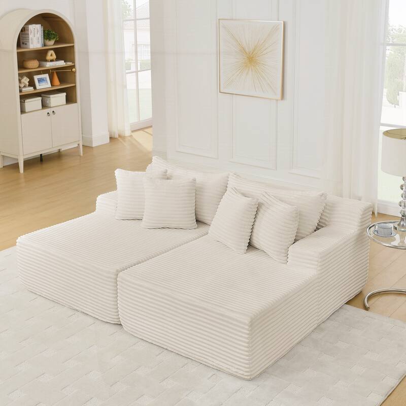 Two-seater Lazy Sofa Lounge Chair,Compressed Sofa No Assembly Required - Beige