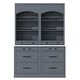 preview thumbnail 8 of 16, 83.7" Modern Tall Pantry Cabinet Set of 2 with Faux Marble Tops & Drawers