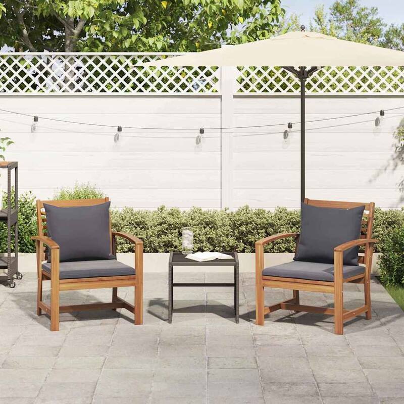 vidaXL Garden Chairs 2 pcs Natural 60 x 65 x 76.5 cm Solid teak wood - 23.6 x 25.6 x 30.1 inch