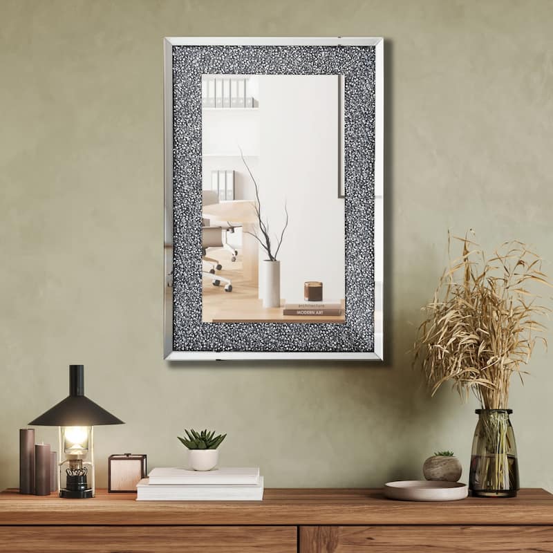 BELLA Noralie Crystal Accent Rectangle Wall Mirror - 36"x24"