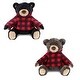 preview thumbnail 1 of 5, DolliBu Plush Black Bear and Brown Bear with Red Plaid Hoodie - 10Lx8Wx9H inches