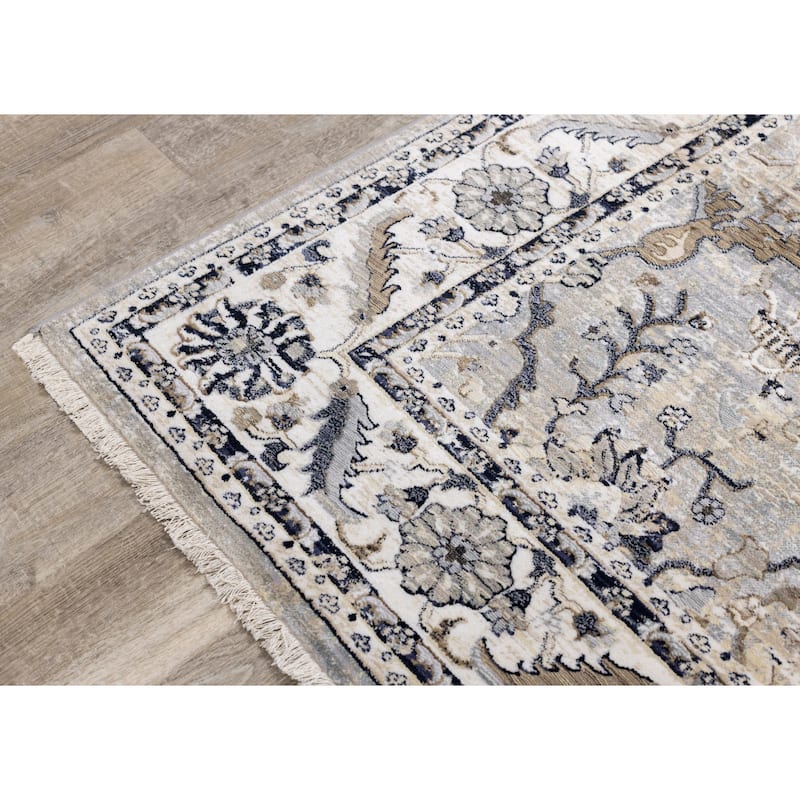 Santiago Classic Floral Cream Blue Area Rug