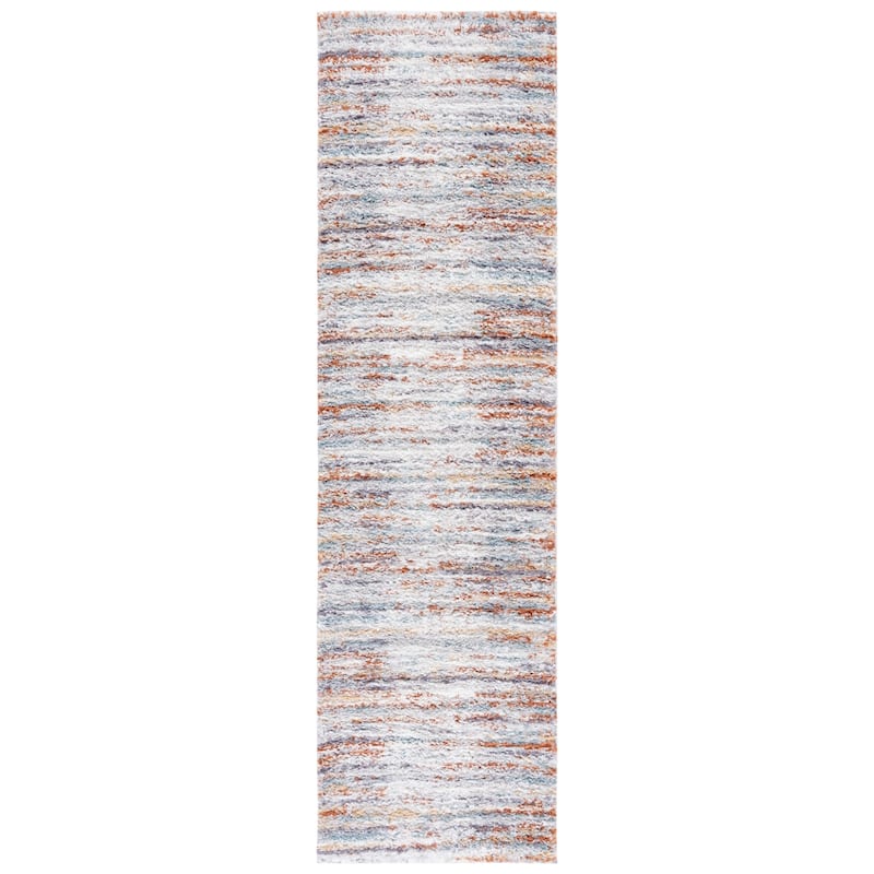 SAFAVIEH Berber Shag Sahire Rug - 2'3" x 8' Runner - Blue Rust/Ivory