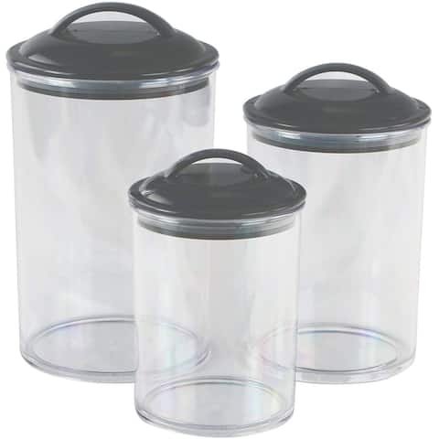 Reston Lloyd 6pc Acrylic Canister Set, Set of 3, Gray - 5.5 x 5.5 x 9.5 inches