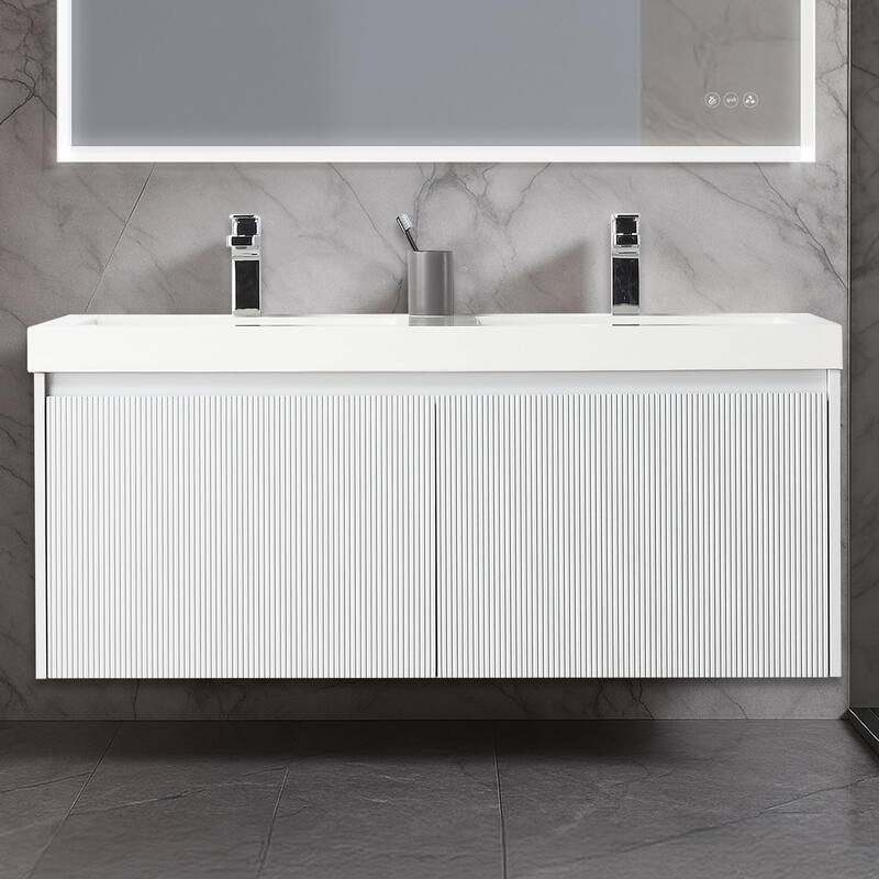 Blossom Positano 48" Floating Double Sink Vanity with Acrylic Top - Matte White