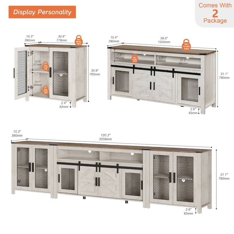 WAMPAT 2 in 1 TV Stand set for ups to 100 inch TV
