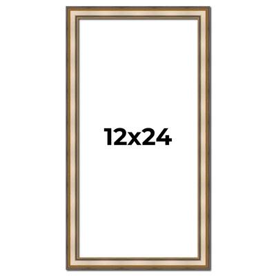 12x24 Frame Gold Solid Wood Shadow Box Width 1.5 Inches | Interior Frame Depth 2 3/8 Inches