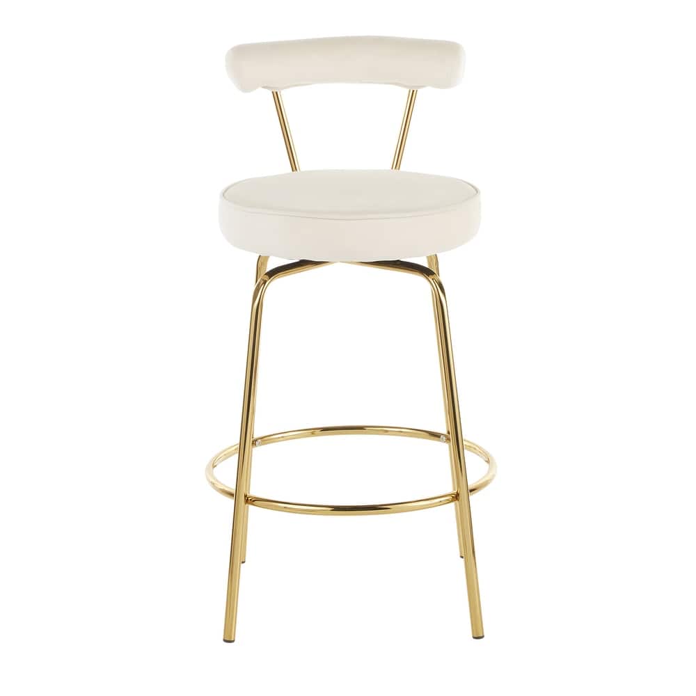 Silver Orchid Caines 26" Fixed-Height Gold Counter Stool (Set of 2)
