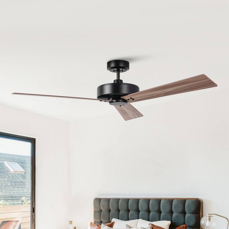 52" Black Modern Ceiling Fan without Light - 52" W x 10.9" H
