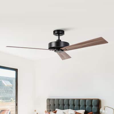 52" Black Modern Ceiling Fan without Light - 52" W x 10.9" H