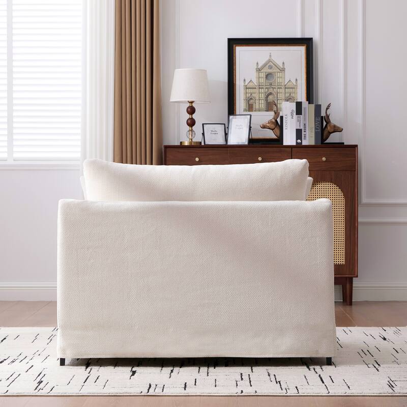 45.27" W Modern Chenille Armchair with Metal Legs, Upholstered Accent Chair with 2 Bolster Pillows for Living Room & Office
