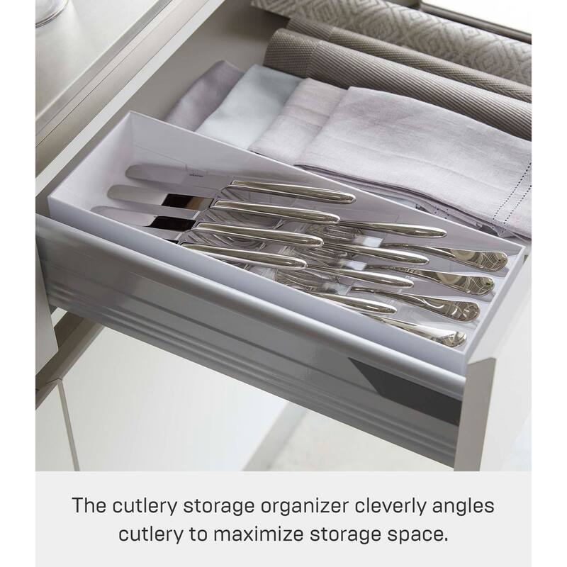 Yamazaki Home Cutlery Organizer - Three Styles, ABS Plastic, Compact, Adjustable - L 4.72 x W 13.78 x H 2.17 inches