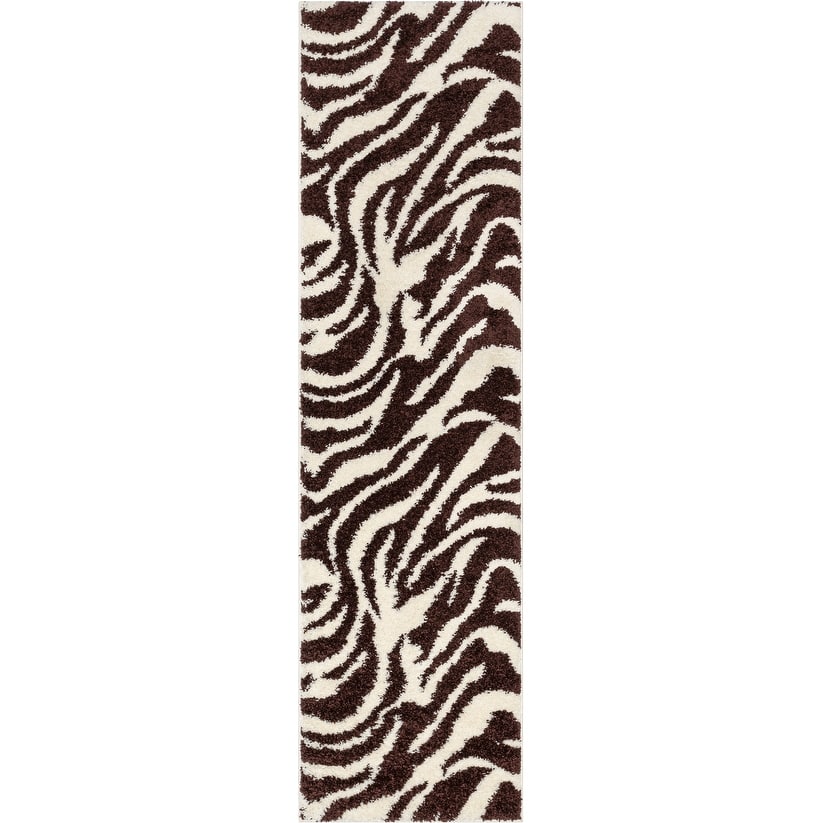 Well Woven Madison Shag Safari Zebra Animal Print Shag Area Rug