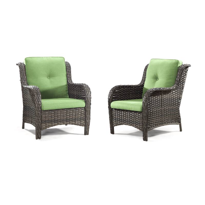 Cozywor 2-Piece Outdoor Patio Ratten Wicker Lounge Chair WIth Cushion