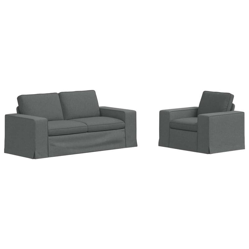 vidaXL Sofa 2 pcs Dark Grey 182 x 80 x 82 cm Fabric