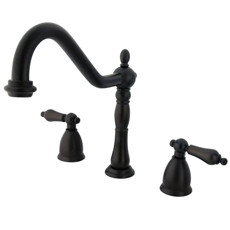 Kingston Brass Heritage Widespread Kitchen Faucet with Metal Lever - Oil Rubbed Bronze