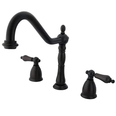 Kingston Brass Heritage Widespread Kitchen Faucet with Metal Lever