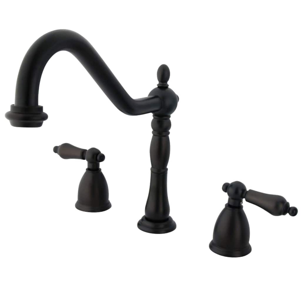 Kingston Brass Heritage Widespread Kitchen Faucet with Metal Lever