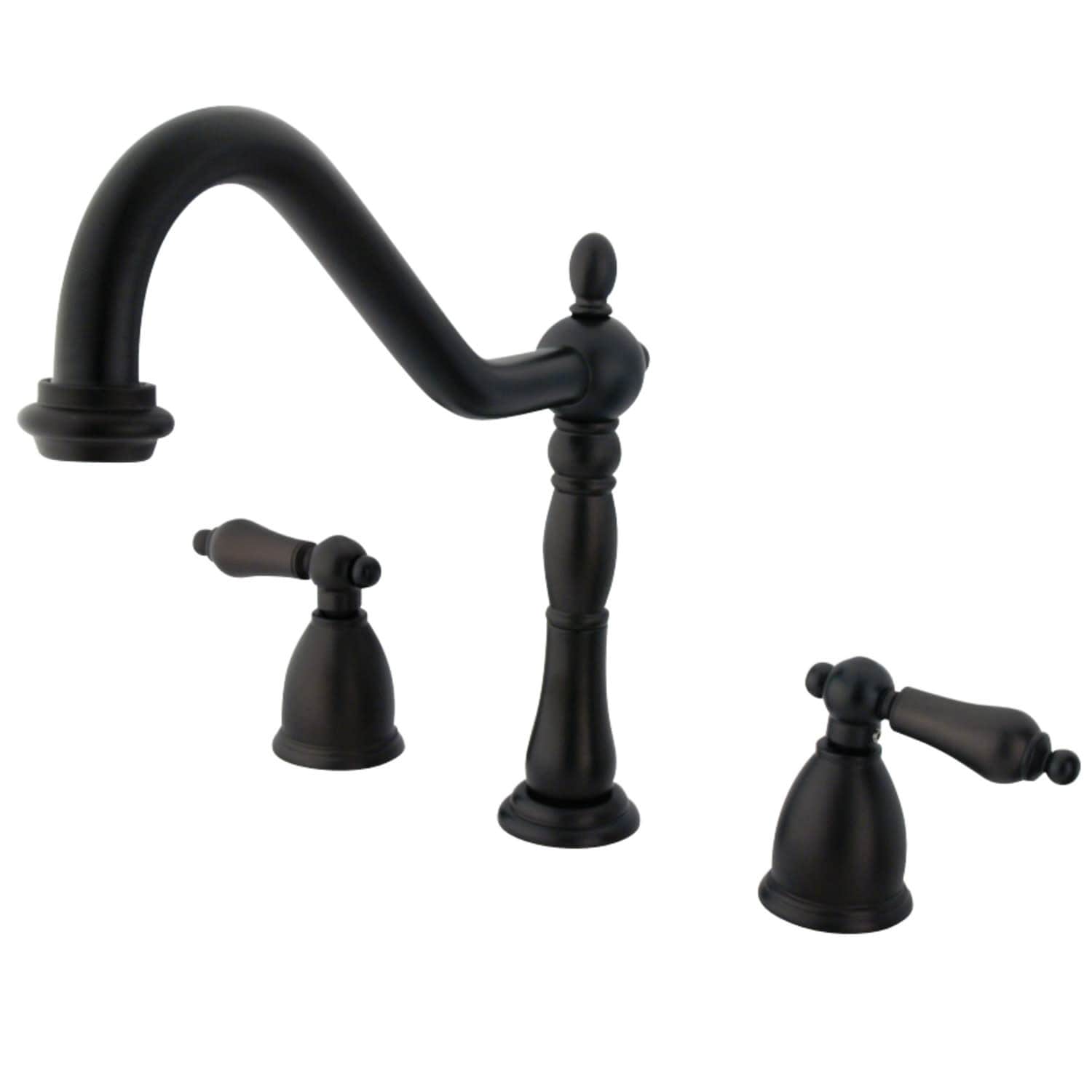 Kingston Brass Heritage Widespread Kitchen Faucet with Metal Lever
