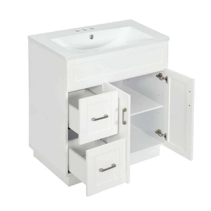 30" Bathroom Vanity Set / 60" Double Bathroom Vanities with SMC Resin Sinks