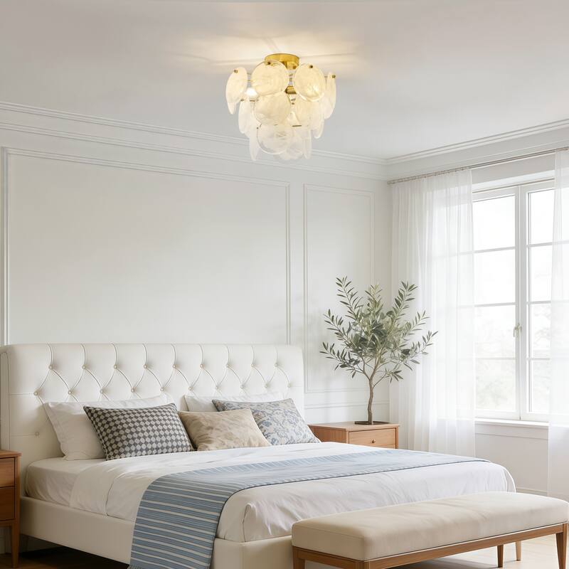 Starsky 4-Light Tiered Handcrafted Textured Glass Flush Mount