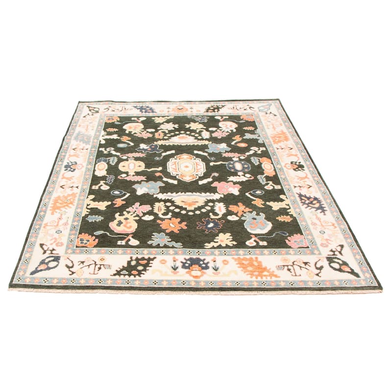 ECARPETGALLERY Hand-knotted Modern Oushak Dark Green Wool Rug - 7'10 x 9'11
