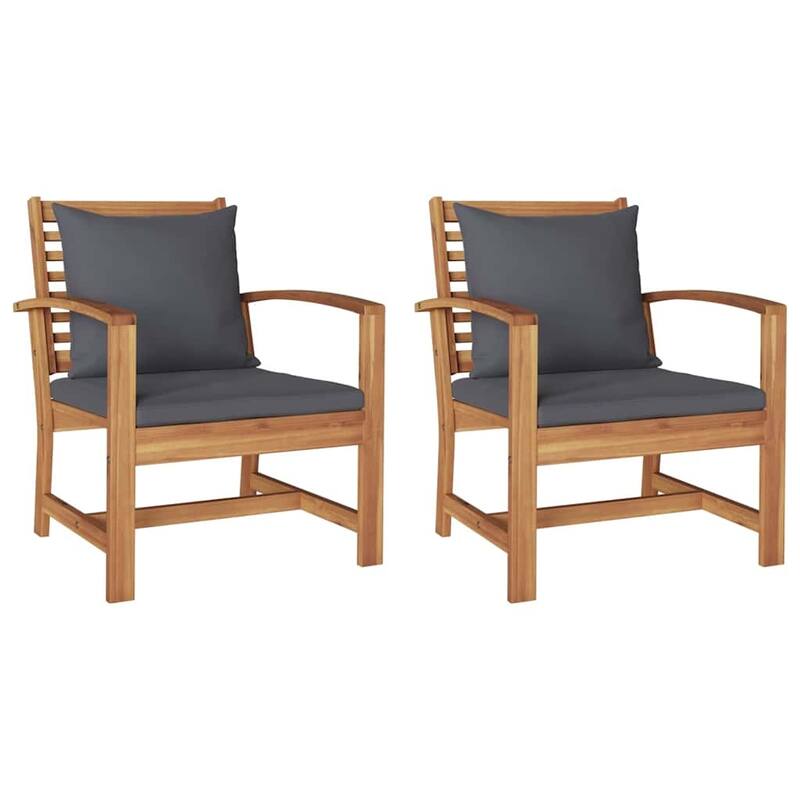 vidaXL Garden Chairs 2 pcs Natural 60 x 65 x 76.5 cm Solid teak wood - 23.6 x 25.6 x 30.1 inch
