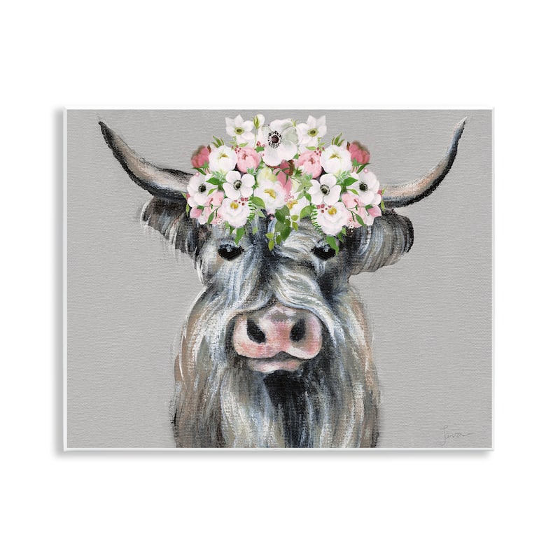 Stupell Shabby Chic Cattle with Garland Wall Plaque Art Design By Janet Tava - 14 x 11