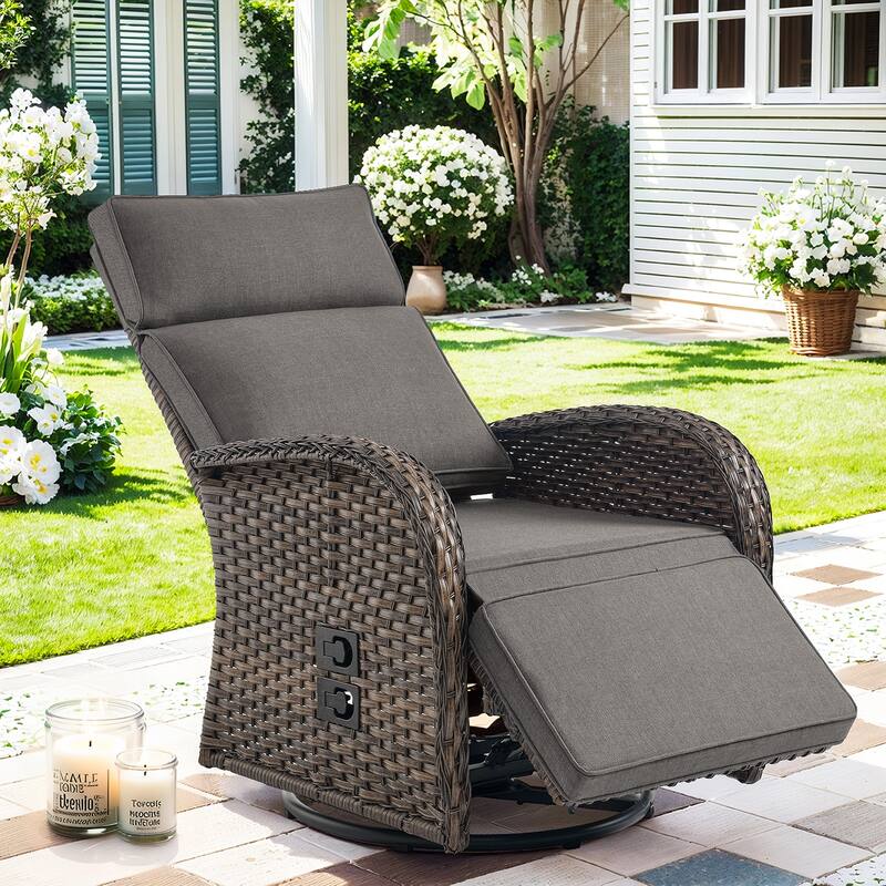 Pocassy Lounge Chair Swivel Reclining Chair with Adjustable Backrest