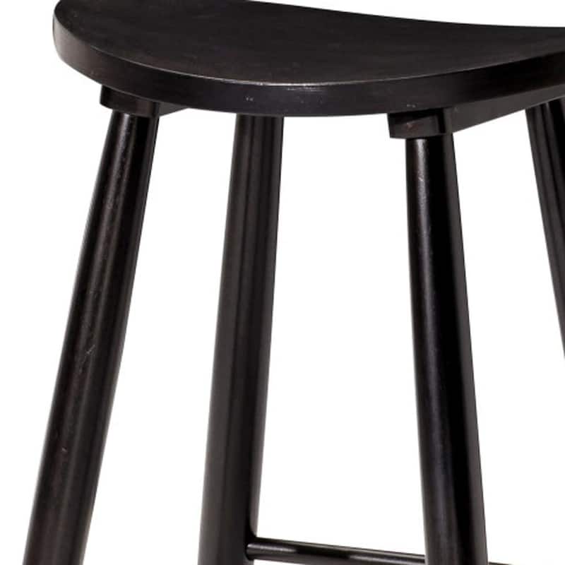 HomeRoots 25" Black Solid Wood Backless Counter Height Bar Chair