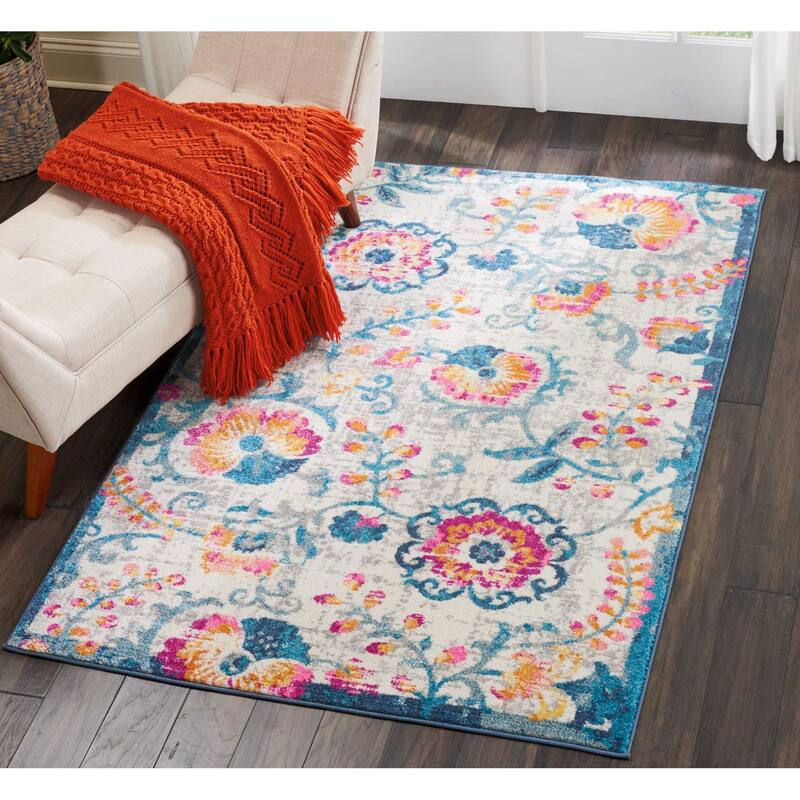 Nourison Passion Bohemian Farmhouse Area Rug - 3'9" x 5'9" - White/Multi - Rectangle