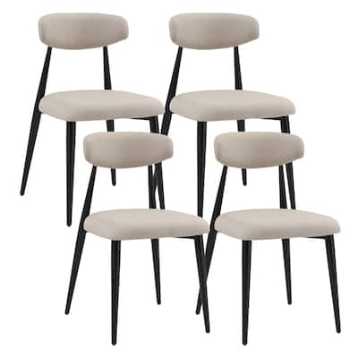 Modern Dining Chairs Set of 4, Curved Backrest Round Upholstered and Metal Frame