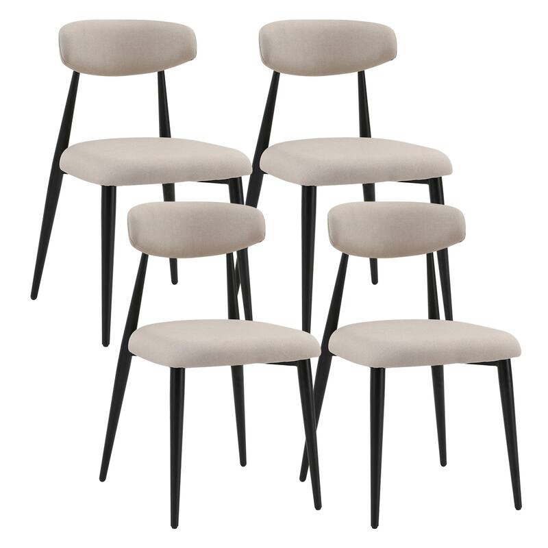 Modern Upholstered Curved Backres Dining Chairs with Metal Frame