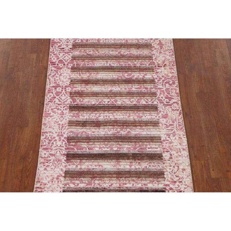 Striped / Modern Abstract Accent Rug Hand-Knotted Wool Carpet - 2'8"x 4'10"